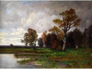 Moortumpel Am Waldrand Bei Herbstlicher Verfarbung Der Baume by Alfred Zimmermann