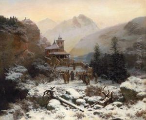 Winterlicher Kirchgang by August Richard Zimmermann