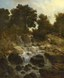 Hirtin Mit Herde Am
Wasserfall. by August Richard Zimmermann