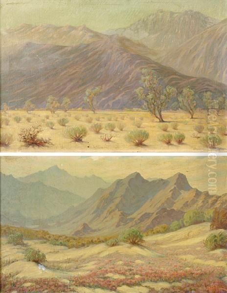 Untitled (desert Landscape); Untitled (mountain Landscape With Flowers) - view 1