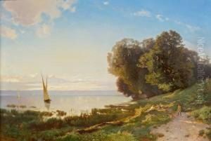Genferseelandschaft Mit Figurenstaffage by Friedrich Zimmermann