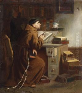 Interieur Mit Rauchendem Kapuzinermonch