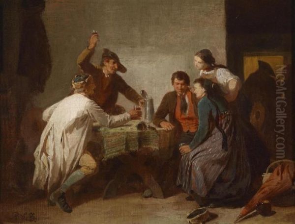 Cheerful Group In The Tavern - view 1