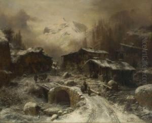 Winterliche Dorfstrase by Richard Zimmermann