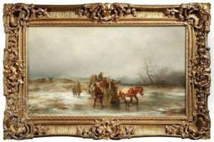 Performer'sfamily With A Sleigh In A Wintry Landscape