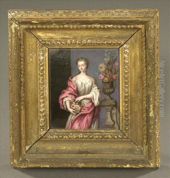 Manner Of Christian Friedrich Zincke Portrait Of A Lady, By Repute The Duchess Of Devonshireas Flora Enamelled - view 1