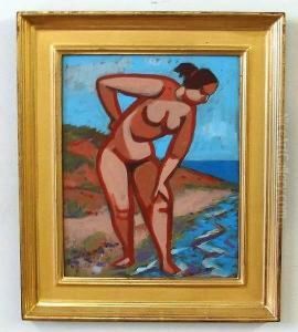 "woman Trying The Water", Female Nude