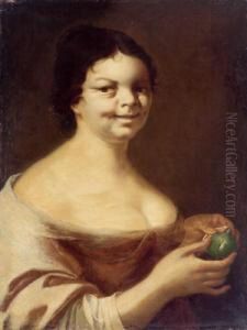 Ritratto Di Giovane Damma Che Tiene Un Fico In Mano