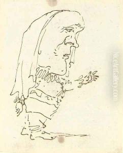 Caricature of a man pointing with his left arm by Gian Lorenzo Bernini