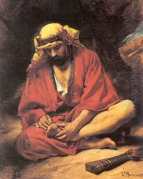 An Arab removing a thorn from his foot - view 1