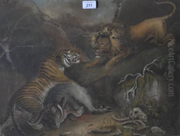 Lion And Tiger Fighting by Benjamin Zobel