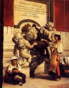 Fountain By The Cathredral Of St. Peter In Rome by Leon Bonnat