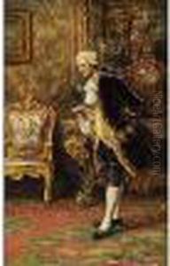 Kavalier In Kleidung Des 18. Jahrhunderts In Einem Rokoko-salon, Sich Leicht Verbeugend by A. Zoffoli