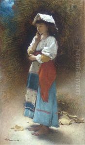 The broken pitcher by Leon Bonnat