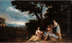 Lot Und Seine Tochter Vor Tiefer Landschaft by Giuseppe Zola
