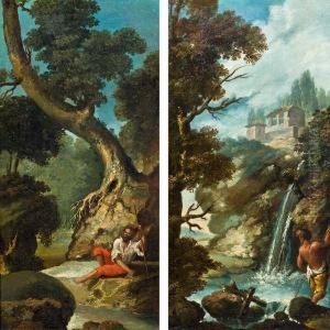 Pendants - "landschaft Mit Wasserfall" by Giuseppe Zola