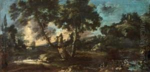 Paesaggio Fluviale Con Figure by Giuseppe Zola