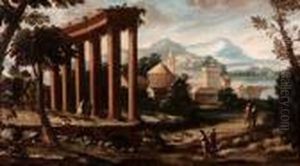 Paesaggio Con Rovine Classiche E Viandanti by Giuseppe Zola