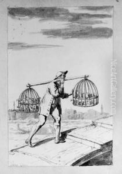A Birdseller Crossing The Bridge Of San Trovaso On The Zattere,venice
Signed 'gaetano Zompini' - view 1