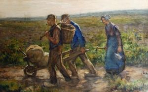 Returning Home From The Fields by Jacques Abraham Zon