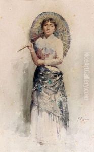 Jeune Fille A L'ombrelle by Fausto Zonaro