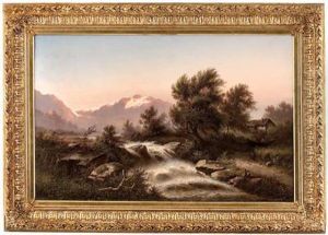 Alpine Flusslandschaft by Julius Zopf