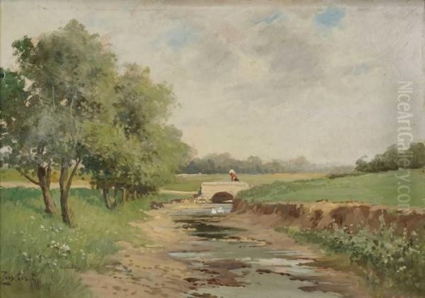 Bachlandschaft Mit Brucke - view 1