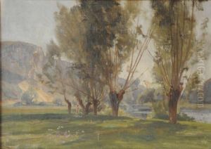 Saules Au Bord De La Riviere by Jean Henri Zuber