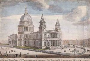 The North West Prospect of St Paul's Cathedral in London (2) by Thomas Bowles