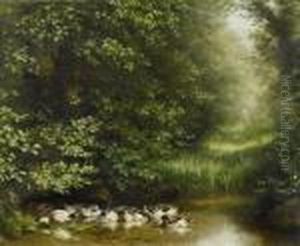 Ducks At A Pond by Fritz Zuber-Buhler