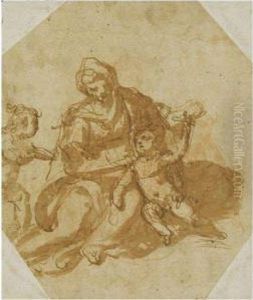 Madonna And Child With The Infant Saint John The Baptist by Federico Zuccaro