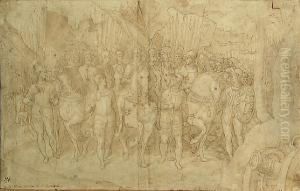 Charles V, Alessandro And Ottaviano Farneseleading The Army Against The Landegrave Phillip Of Hesse