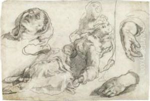 The Virgin Fainting, Supported By One Of The Holy Women, With Subsidiary Studies Of The Virgin's Head And Hands The Virgin Fainting, Supported By One Of The Holy Women, With Subsidiary Studies Of The Virgin's Head And Hands