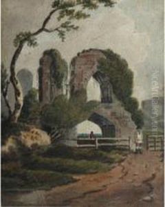 Rural Scene With Church Ruin And Figures by Antonio Zucchi