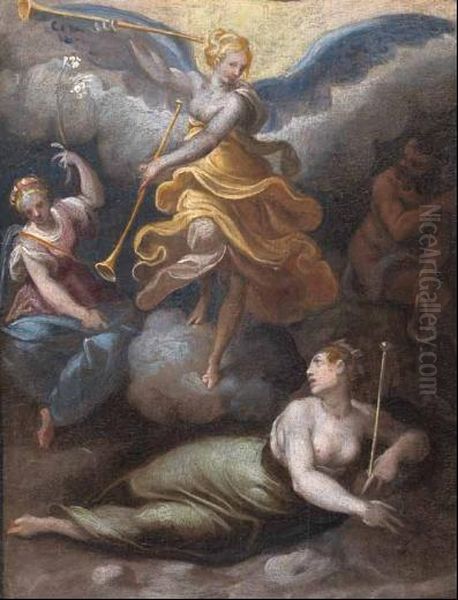 Personificazione Della Fama Con Tre Figure Allegoriche - view 1