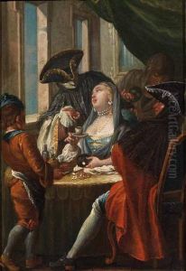 Scena Galante Con Personaggi In Maschera by Francesco Zugno