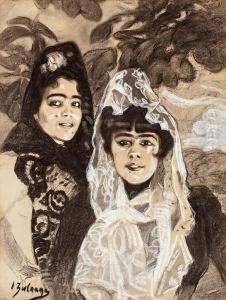 Dos Jovenes Con Mantilla by Ignacio Zuloaga Y Zabaleta