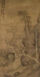 Stream Running Through The Winter Forest by Chen Zun