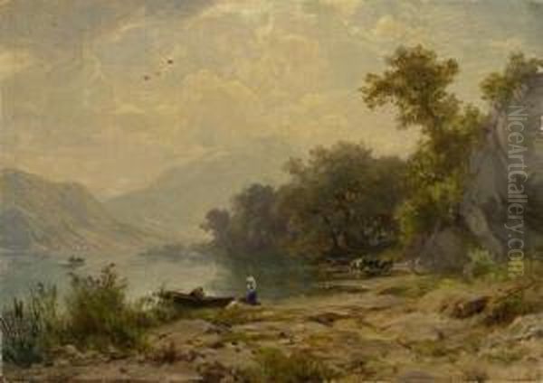 Landscape With Lake And Boat - view 1