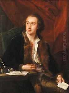 Portrait of a gentleman,three-quarter-length seated,in a fur-lined blue coat