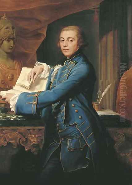Portrait of John Crewe, later 1st Baron Crewe (1742-1829), three-quarter-length, in a gold-embroidered blue coat and waistcoat - view 1