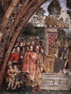 St Catherine's Disputation (detail-1) 1492-94 by Bernardino di Betto (Pinturicchio)