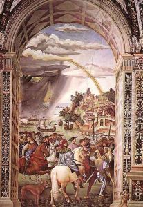 Aeneas Piccolomini Leaves for the Council of Basle 1502-08 by Bernardino di Betto (Pinturicchio)