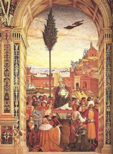 Aeneas Piccolomini Arrives to Ancona 1502-08 by Bernardino di Betto (Pinturicchio)