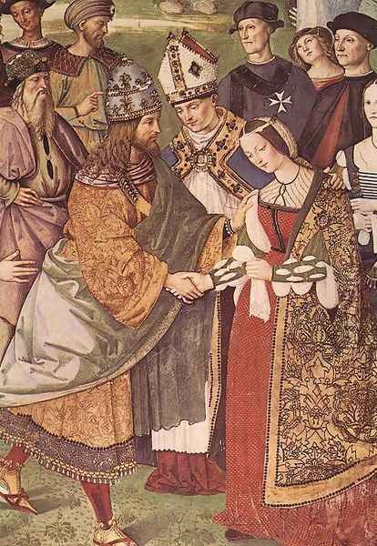 Aeneas Piccolomini Introduces Eleonora of Portugal to Frederick III (detail) 1502-08 - view 1