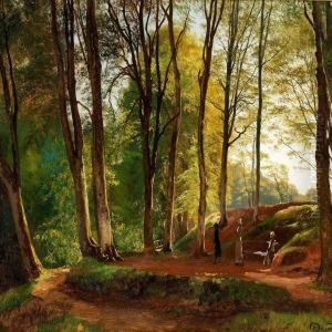 Summer Day In Saeby Skov With Three Young Ladies Strolling Summer Day In Saeby Skov With Three Young Ladies Strolling