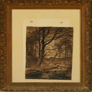 Deer In The Forest Glade by Carl Frederick Aagaard