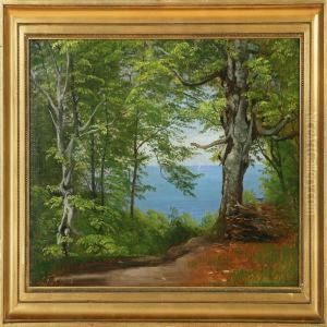 Forest Glade With A View To The Sea by Carl Frederick Aagaard