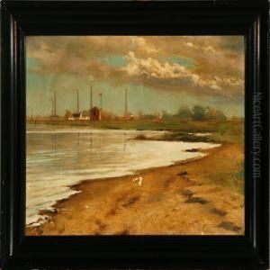 Danish Coastal Scene With A View Towards A Factory by Carl Frederick Aagaard