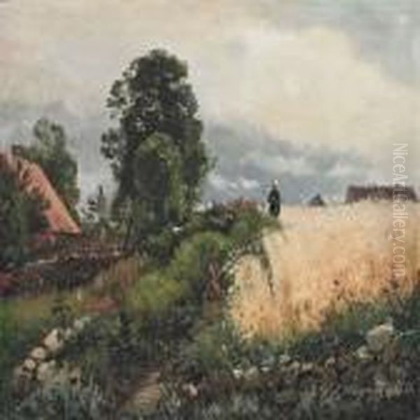 A Summer Landscape With A Farmer In The Field - view 1